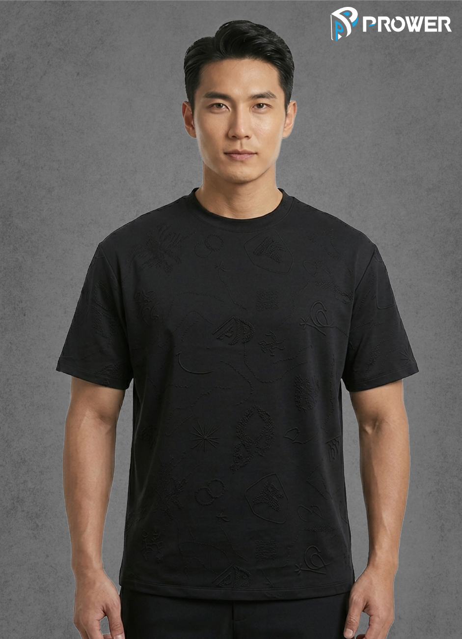 Prower Performance Jacquard Tee Shirt - M, Black image