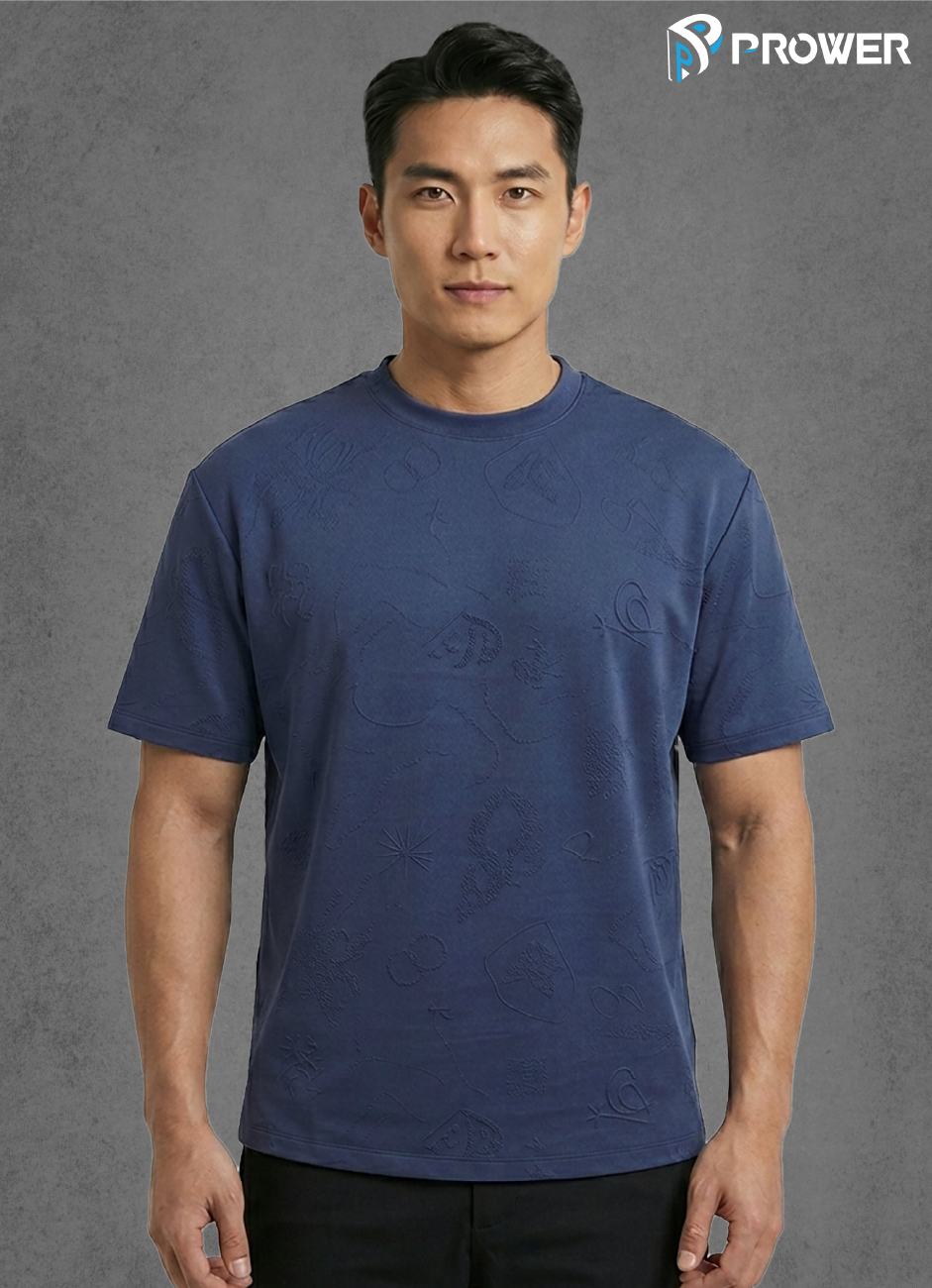 Prower Performance Jacquard Tee Shirt - L, Navy image