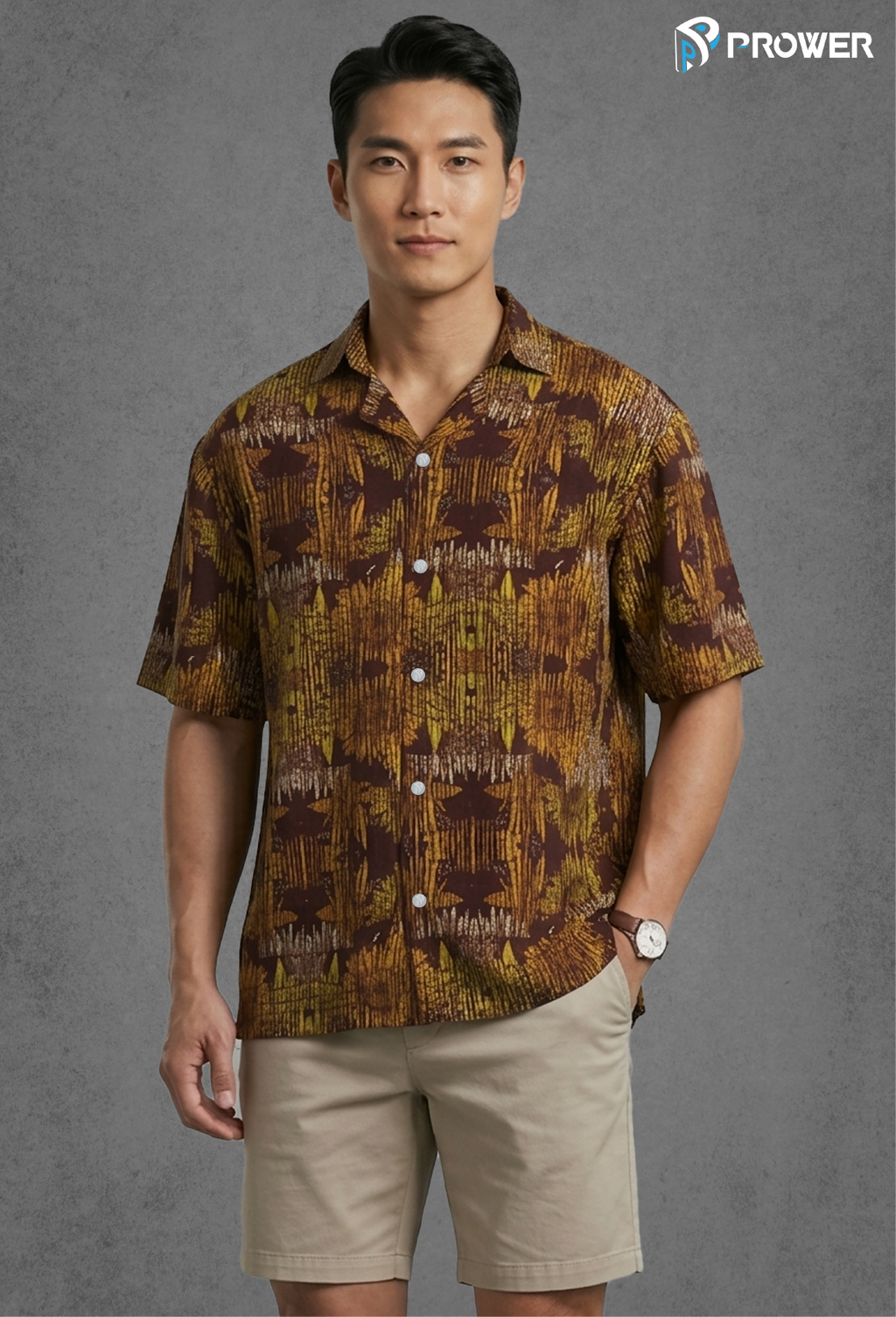 Prower Hawaiian Shirt - M, Sunflower-Brown image