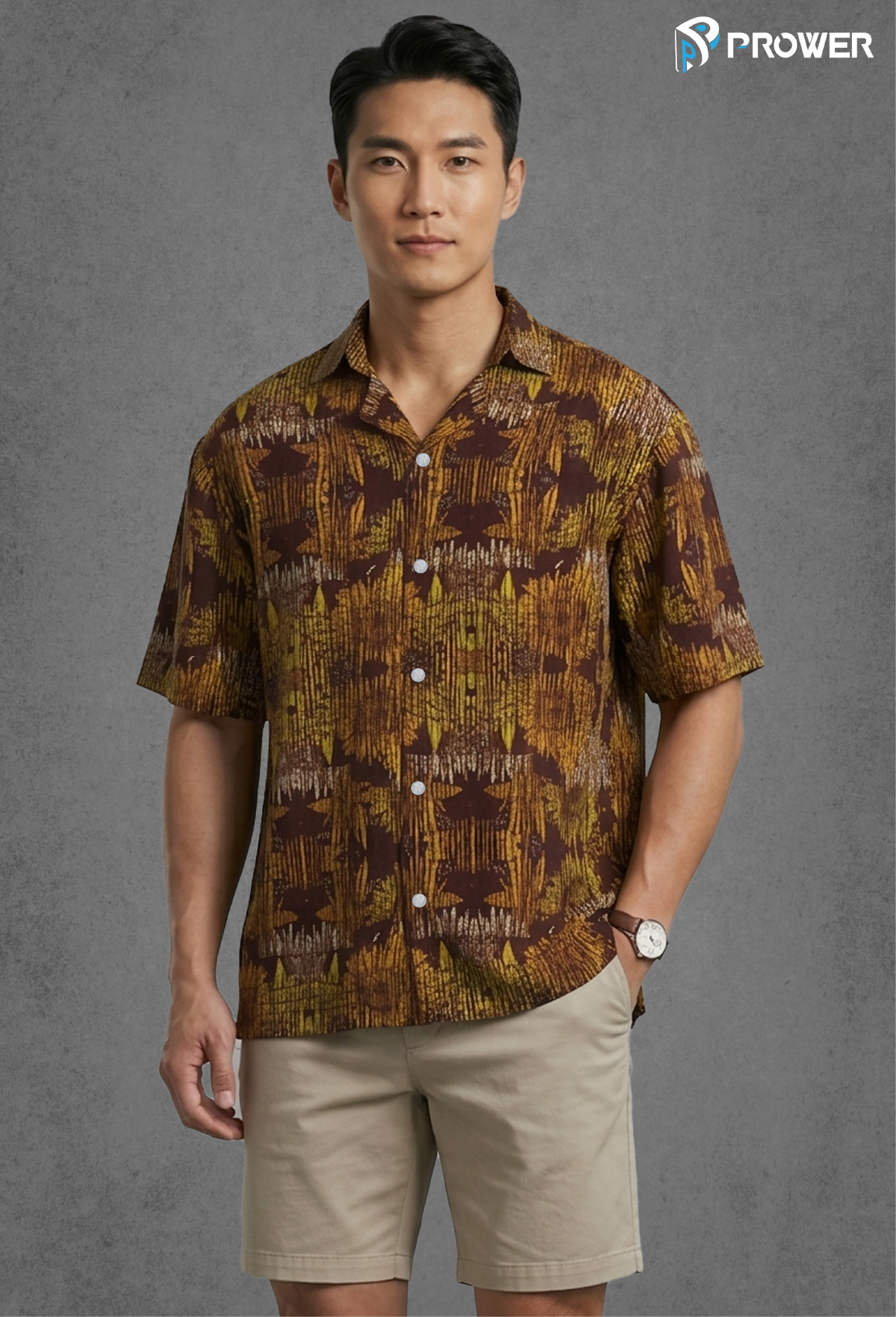 Prower Hawaiian Shirt - M, Sunflower-Brown image
