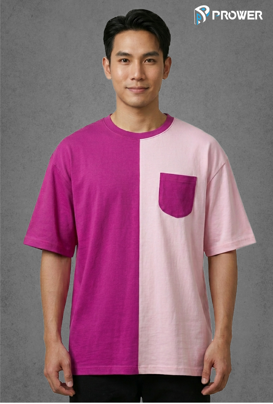 Dual Tone - Oversized Tee - Pink/Light Pink, XL image