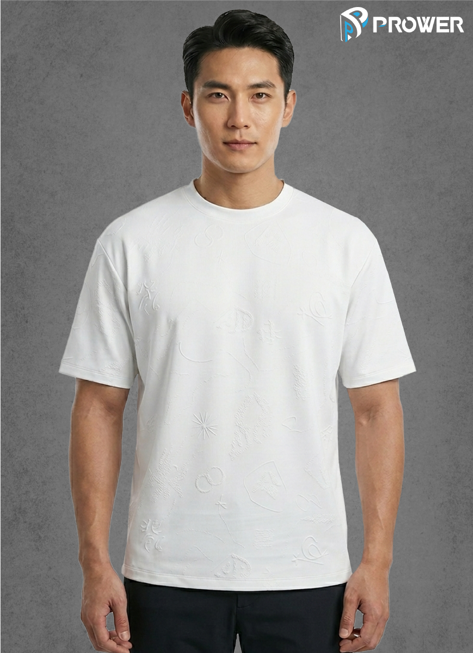 Prower Performance Jacquard Tee Shirt - L, White image